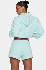 Oversized Applique Hoodie  in Peppermint Polka Dot