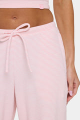 Ribbed Jersey Low-Rise Trousers in Peach Stripe