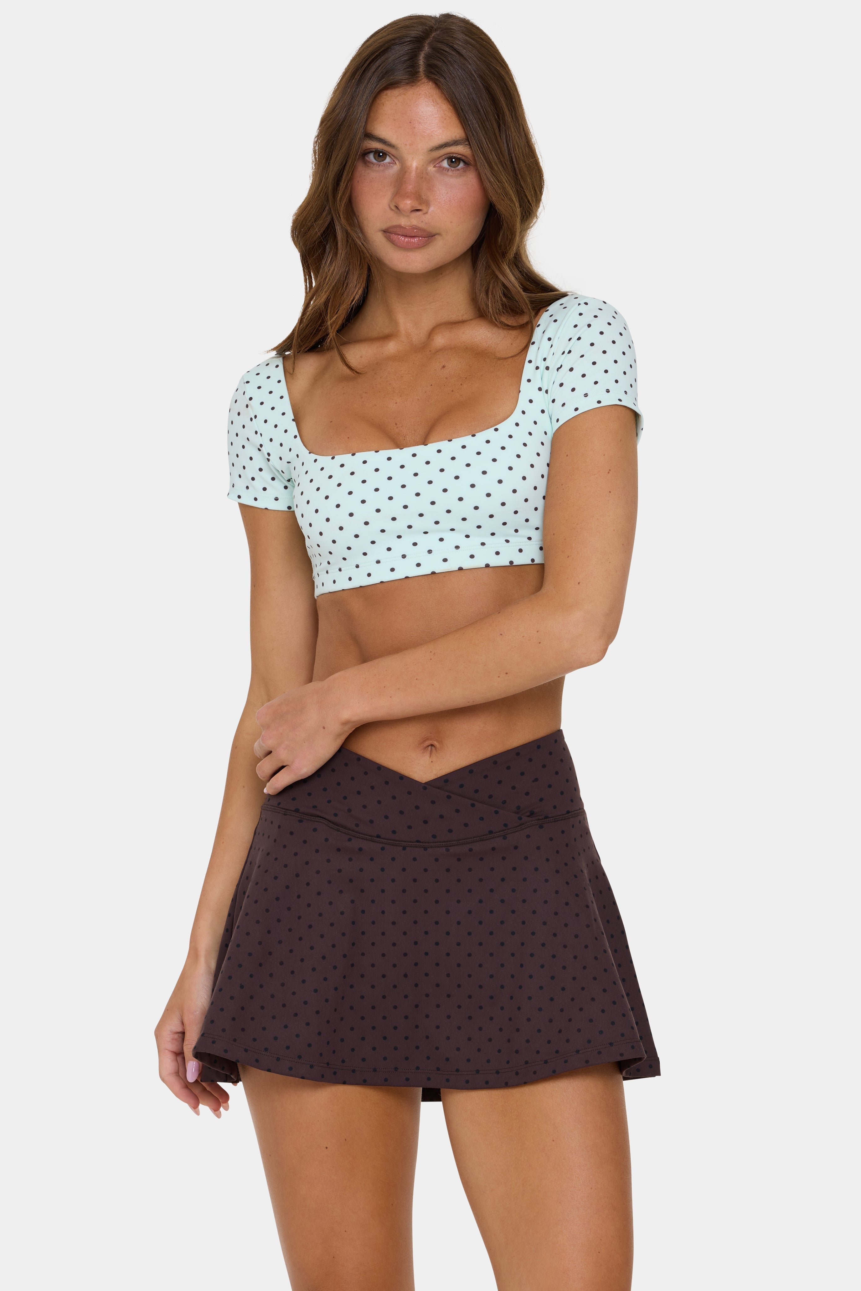 Soft Active Cap Sleeve Crop Top in Mint Chip