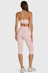 Soft Active Capri Leggings in Blush Marl