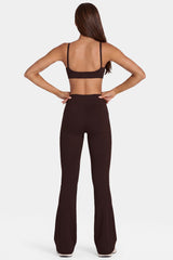 Soft Active V-Waist Flared Leggings in Espresso
