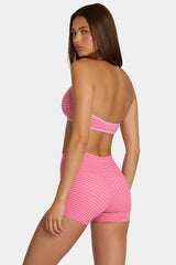 Soft Active Mini Shorts in Pink Stripe