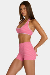 Soft Active Mini Shorts in Pink Stripe