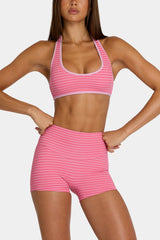 Soft Active Mini Shorts in Pink Stripe