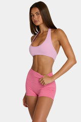 Soft Active Reversible Sports Bra in Pink Stripe