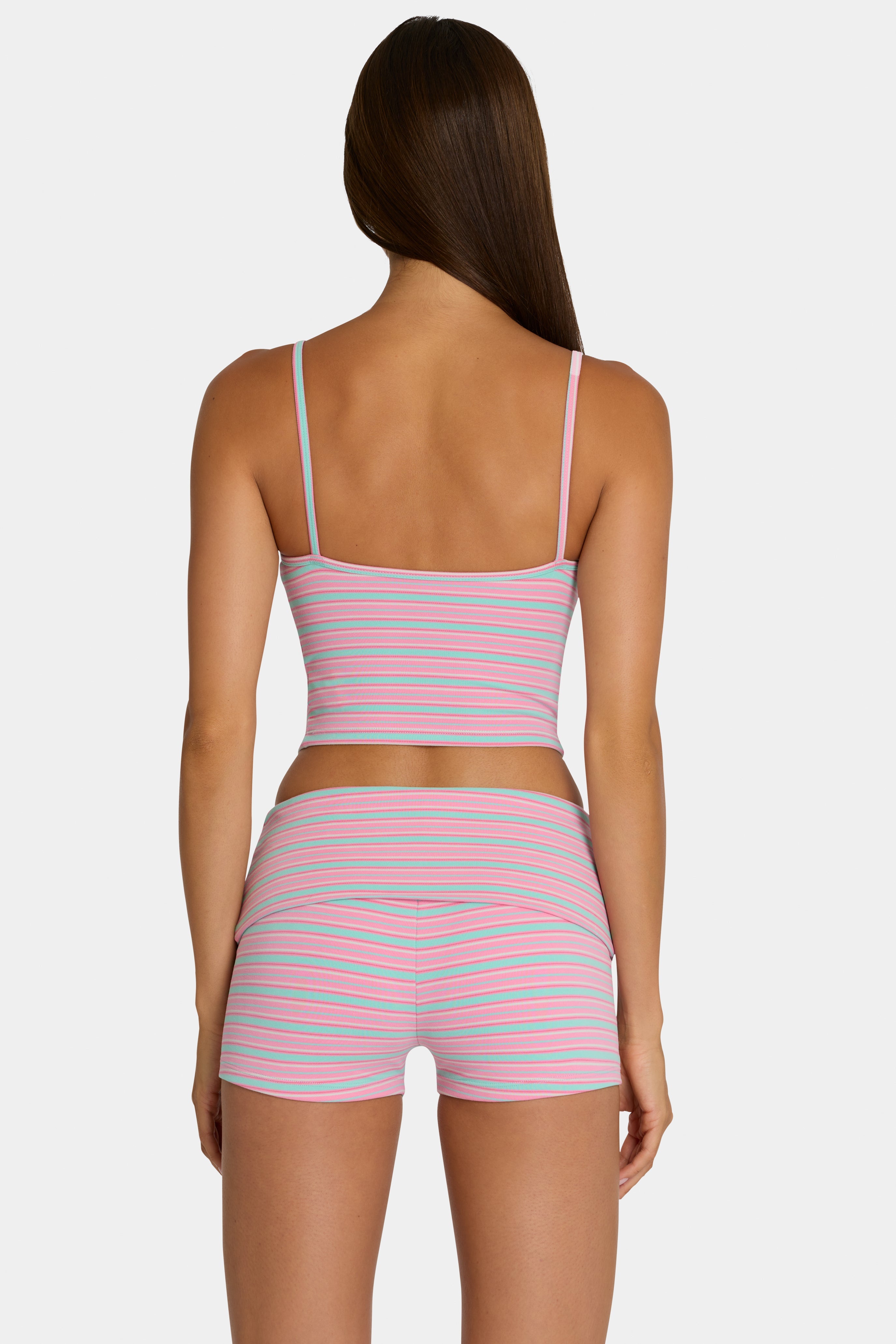 Brushed Jersey Mini Shorts in Multi Stripe