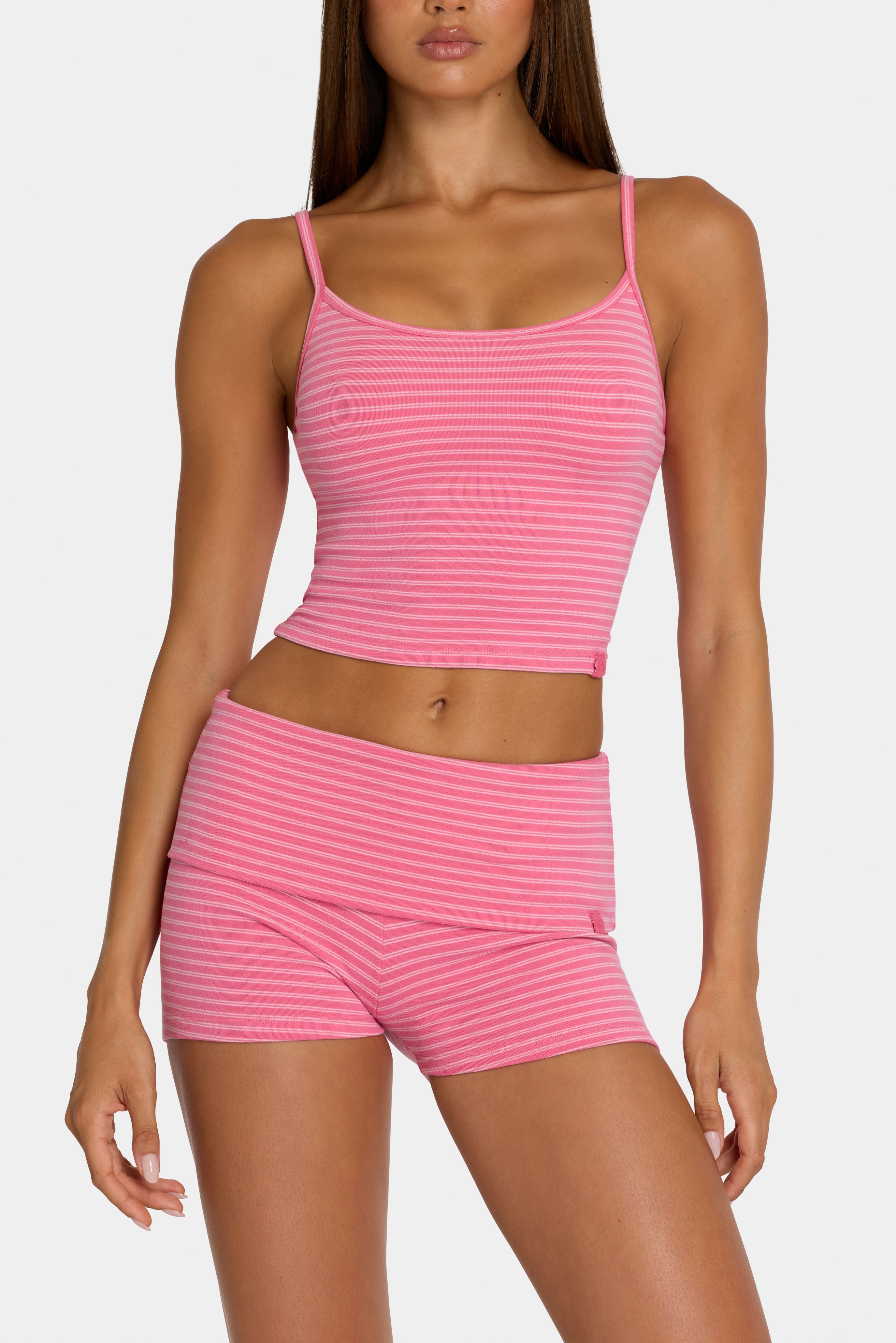 Brushed Jersey Tank Top in Pink Stripe