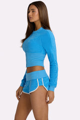 Terry Zip-Up Jacket in Electric Blue