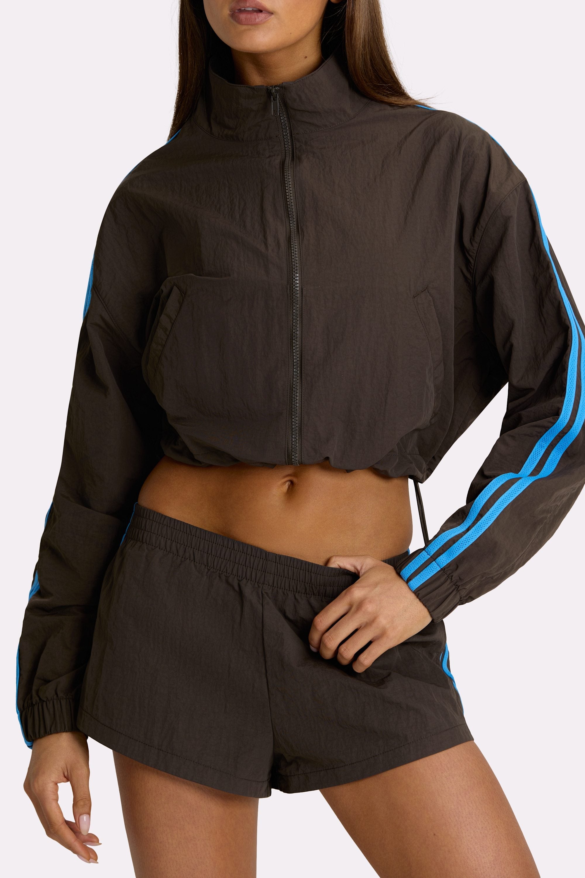 Woven Track Shorts in Truffle