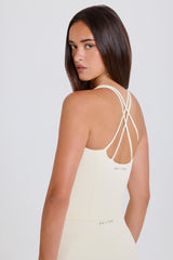 Crossback Longline Tank Top in Cream