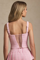 Lace-Up Corset Top in Soft Pink