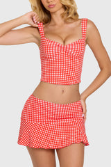 Modal Ruched Bust Top in Red Gingham