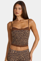 Modal Lace-Trim Peekaboo Tank Top in Leopard