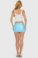 Embellished Mini Skirt in Aqua
