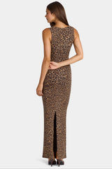 Modal Square-Neck Maxi Dress in Leopard