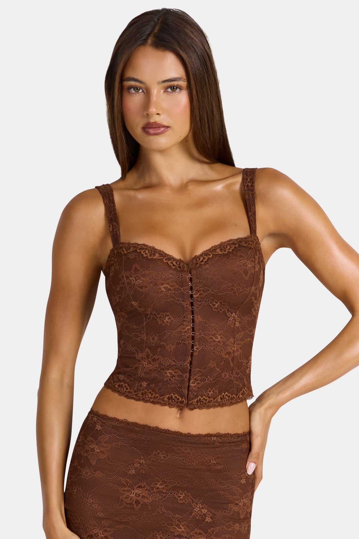 Lace Cami Top in Cocoa Brown