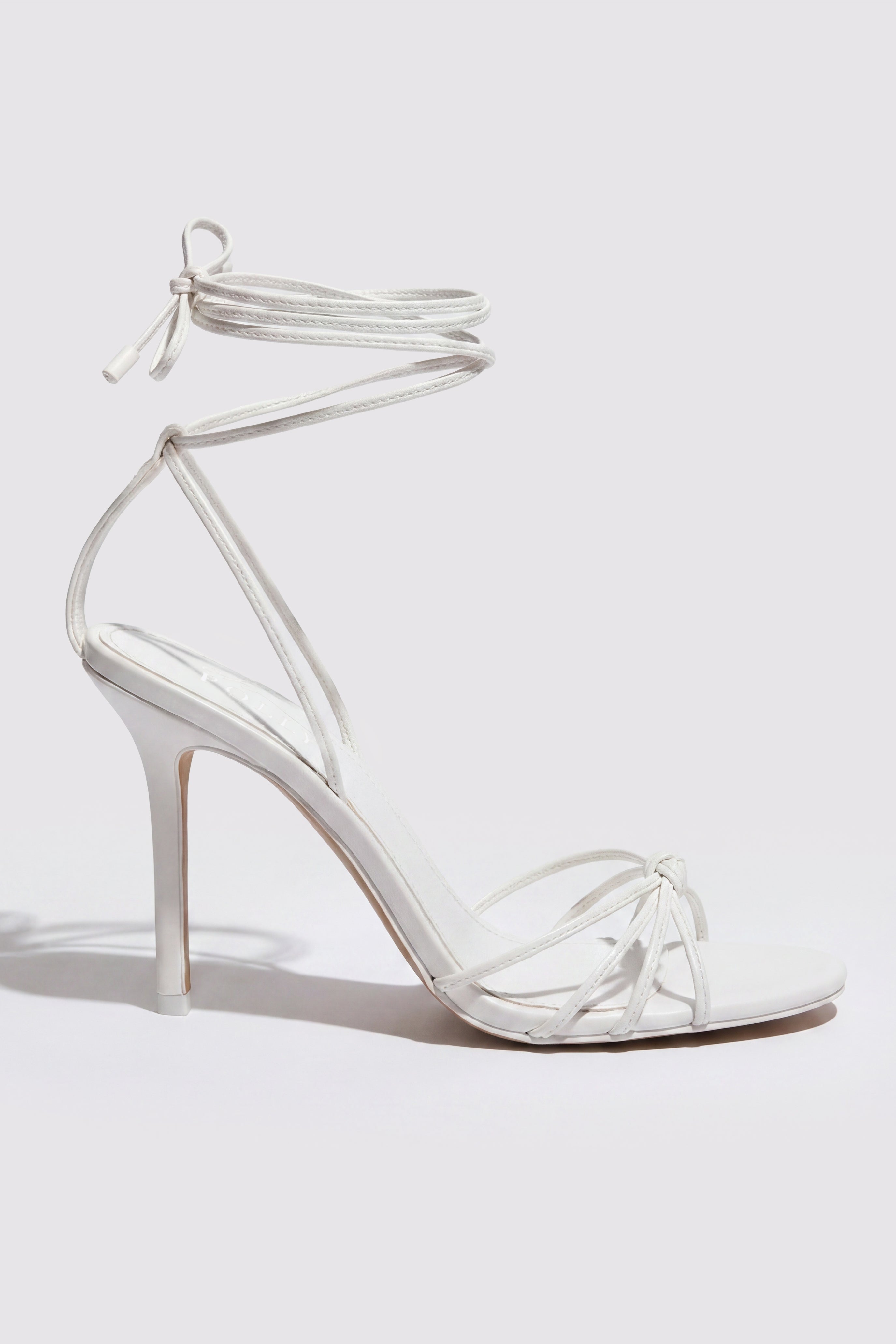 Lace-Up Heeled Sandal in White