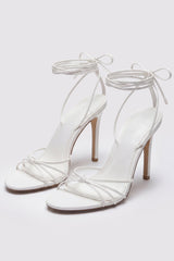 Lace-Up Heeled Sandal in White