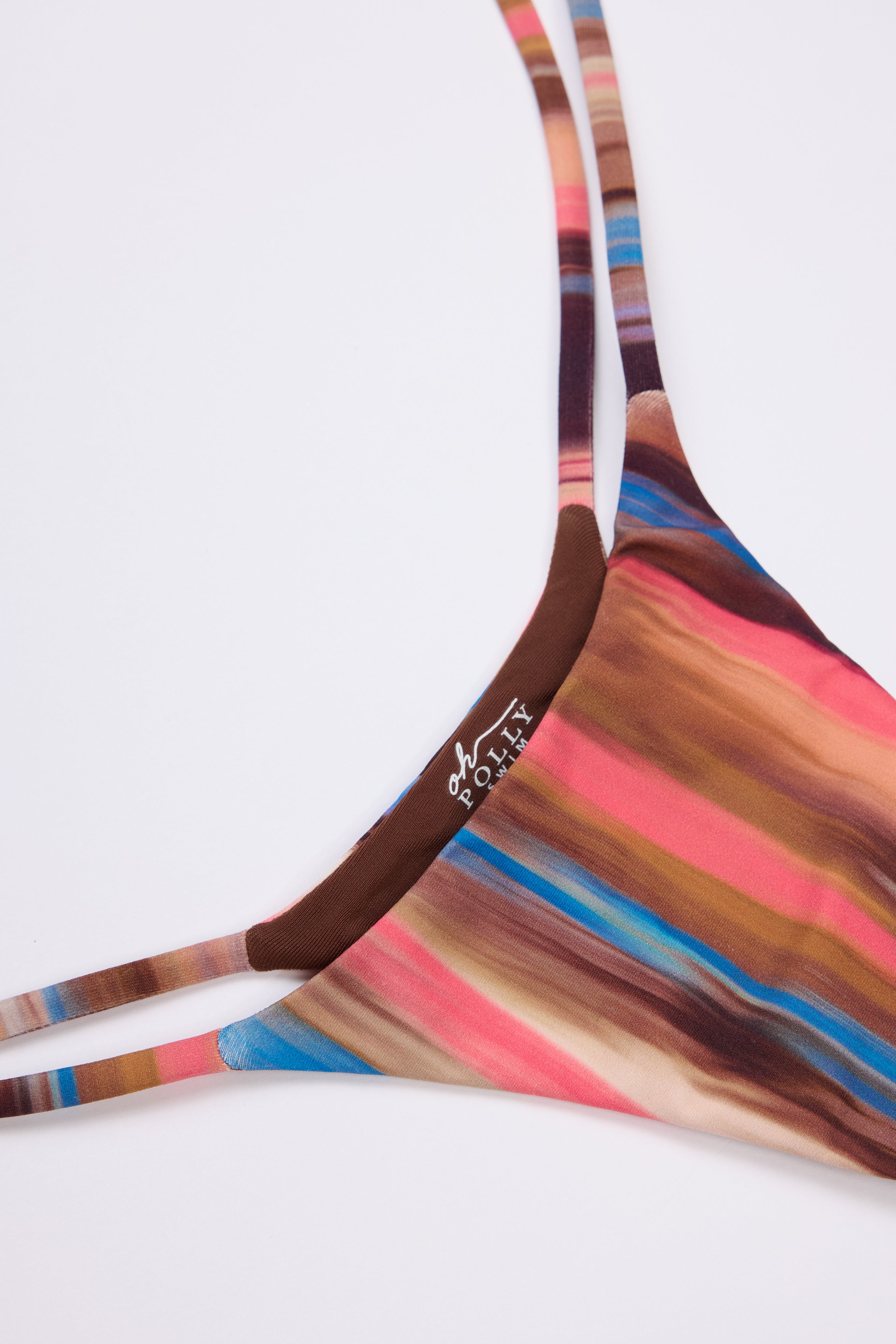 Tie-Side Thong Bikini Bottoms in Abstract Stripe