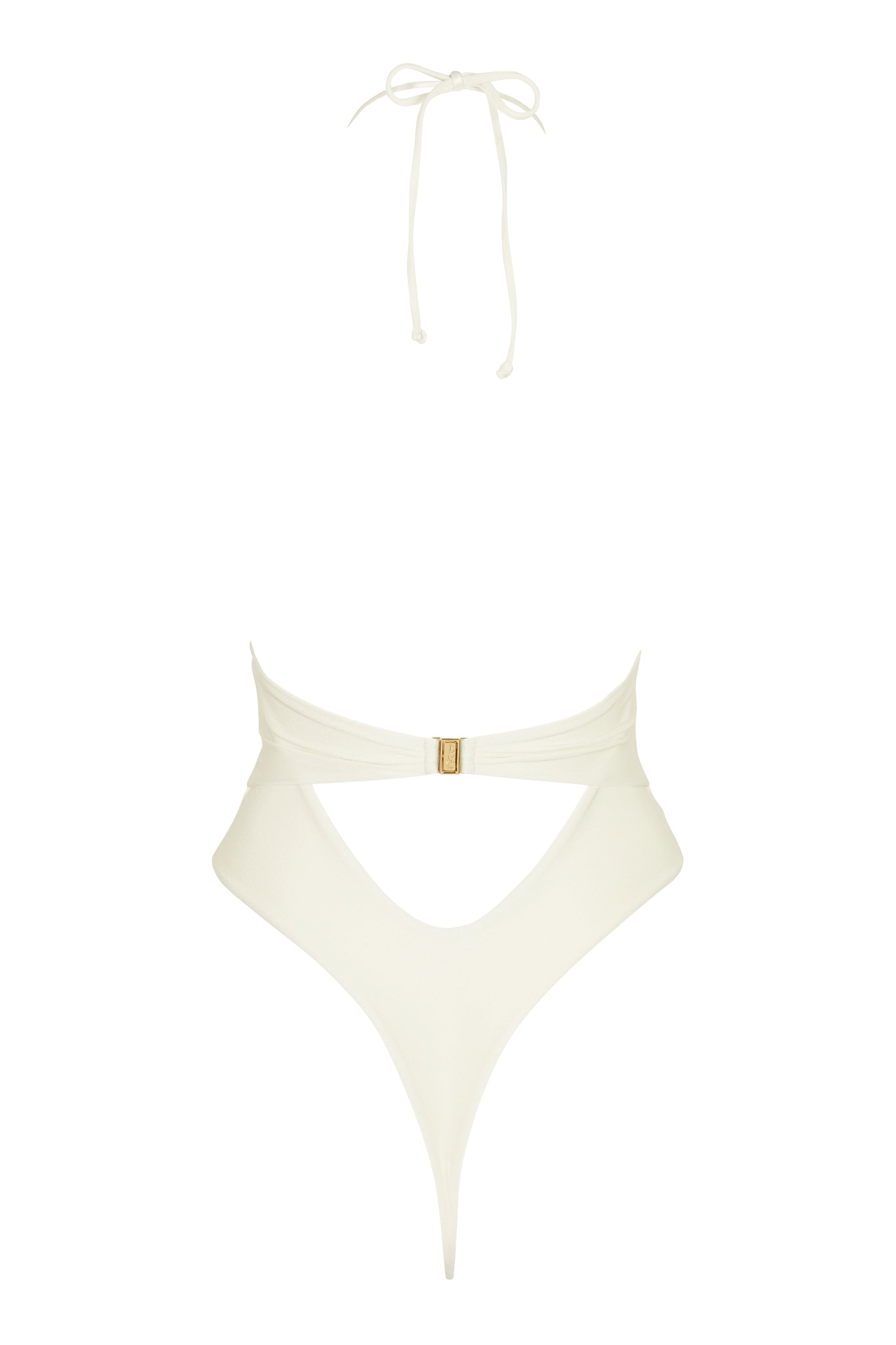 Halterneck Thong Swimsuit in Pearl