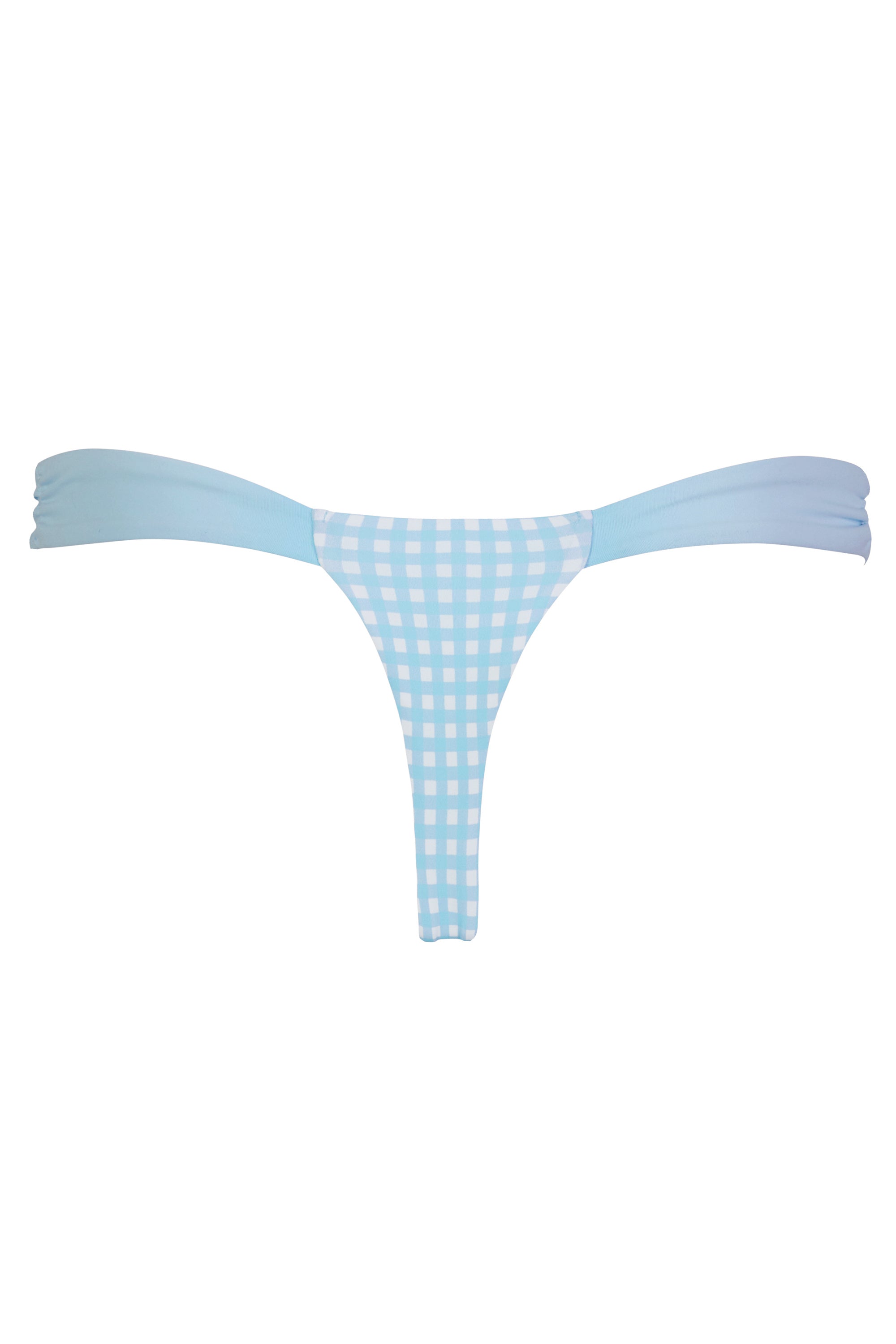 Thong Bikini Bottoms in Blue Gingham Print