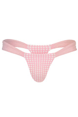 Thong Bikini Bottoms in Pink Gingham Print