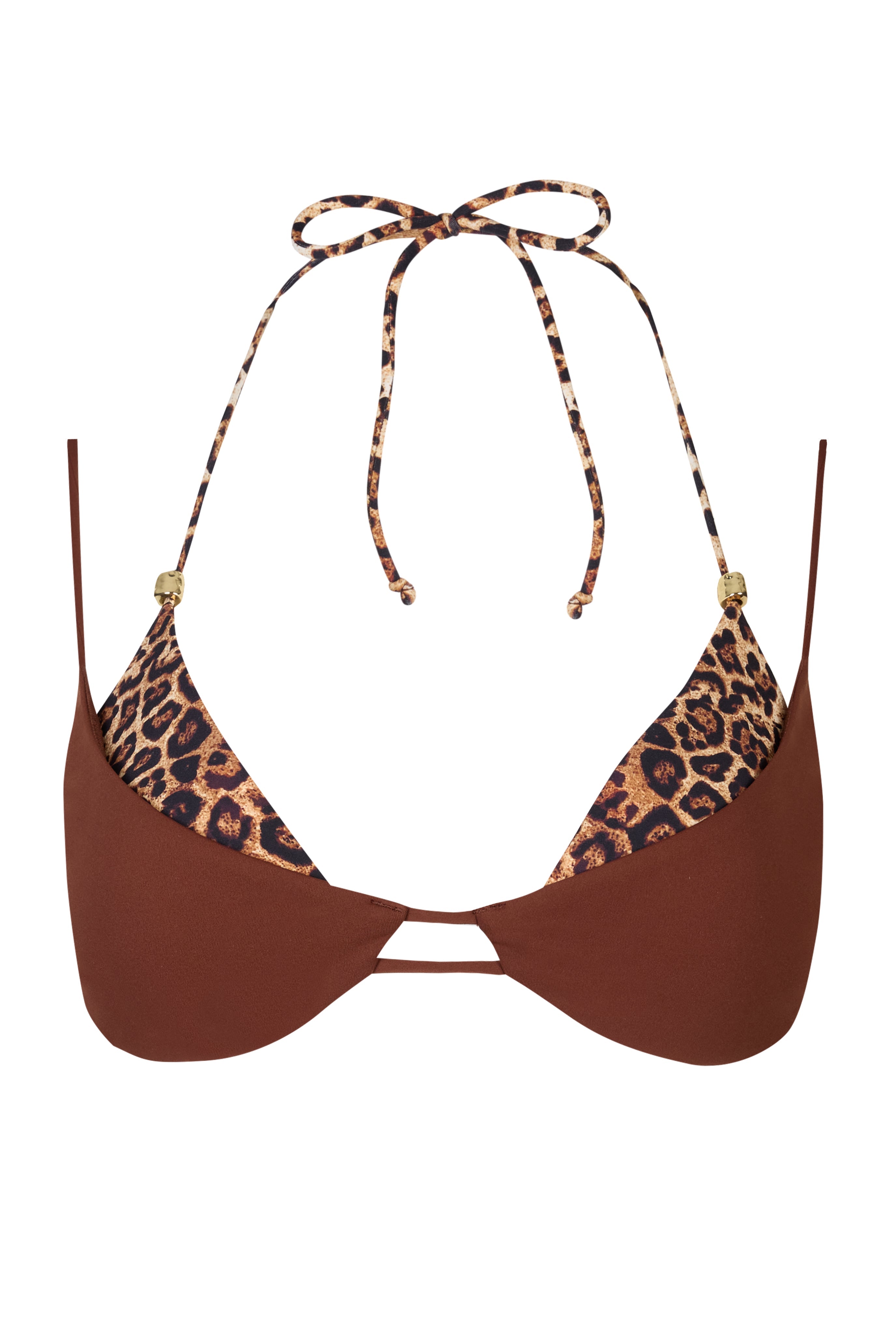 Layered Bikini Top in Brown Contrast