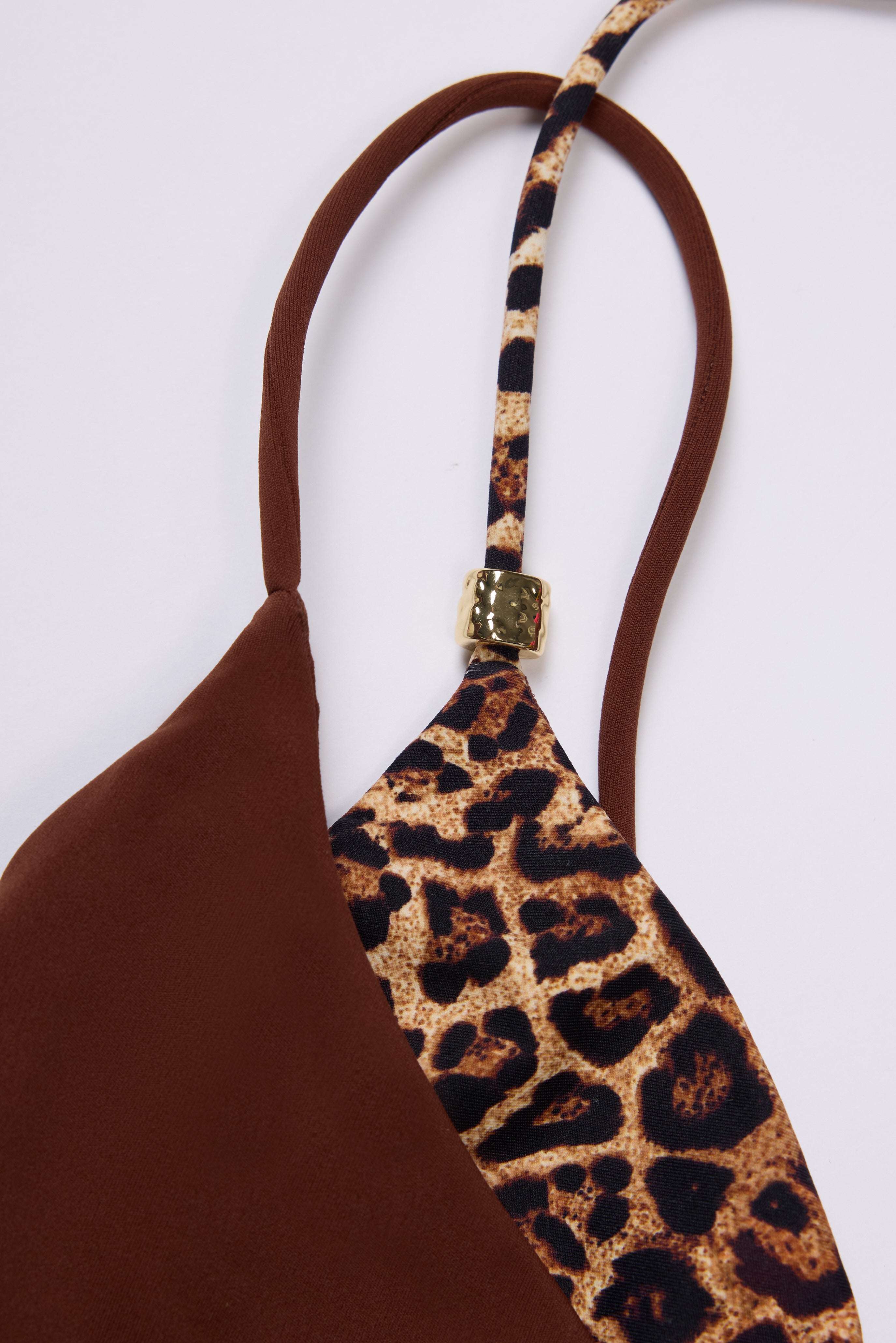 Layered Bikini Top in Brown Contrast