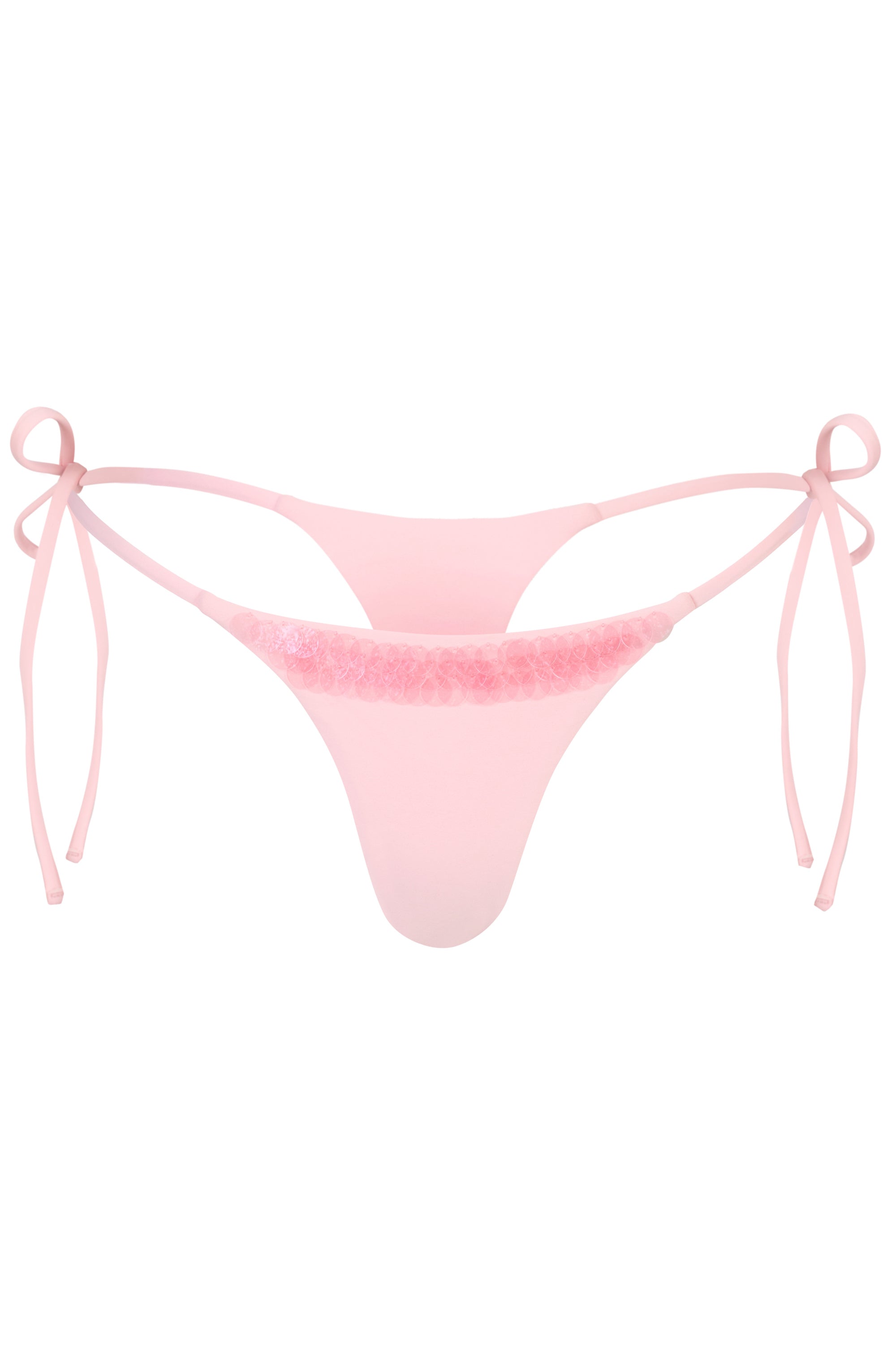 Side-Tie Thong Bikini Bottoms  in Baby Pink