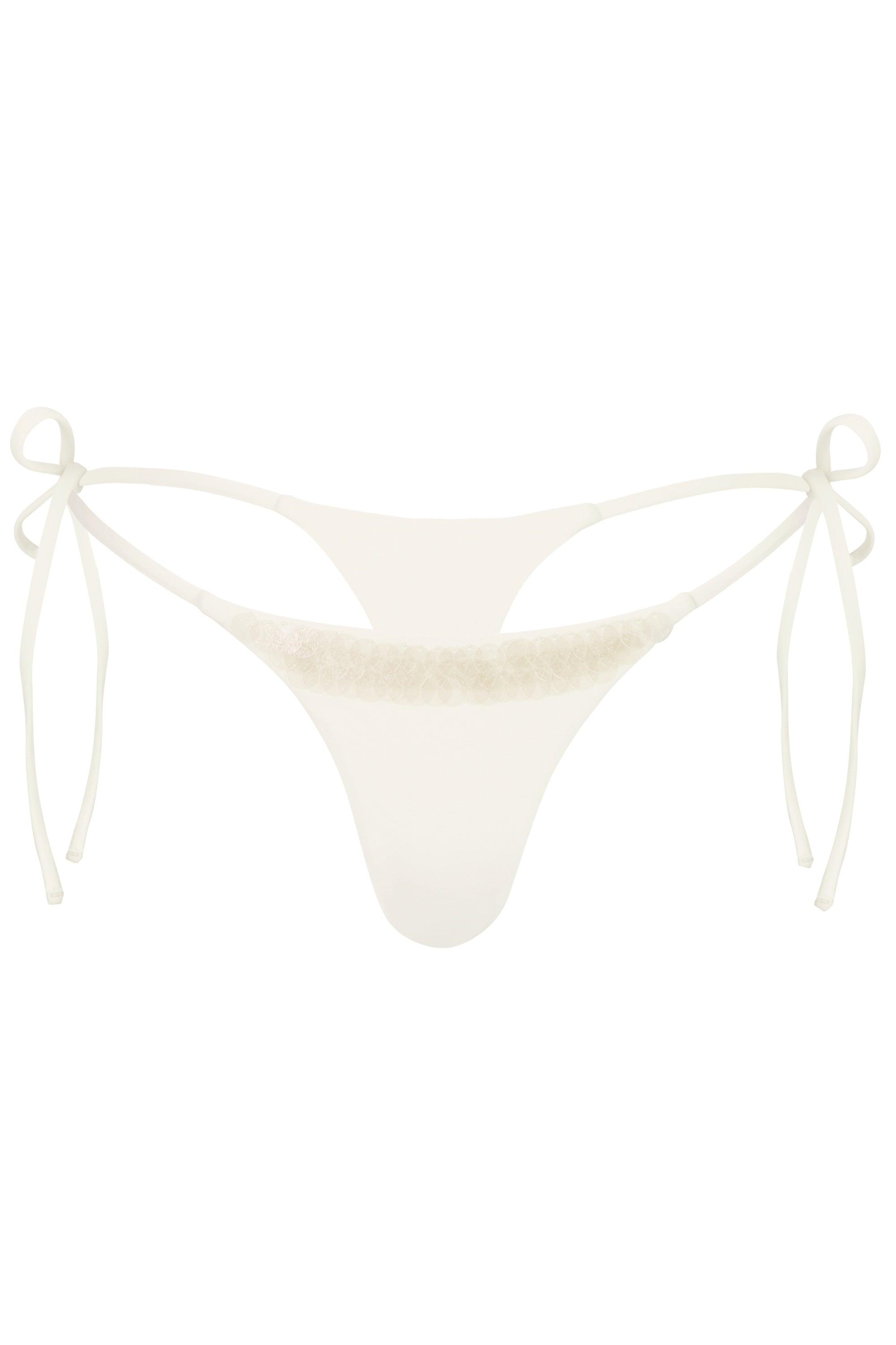 Side-Tie Thong Bikini Bottoms  in Pearl