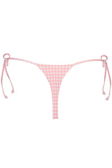 Side-Tie Thong Bikini Bottoms  in Pink Gingham Print