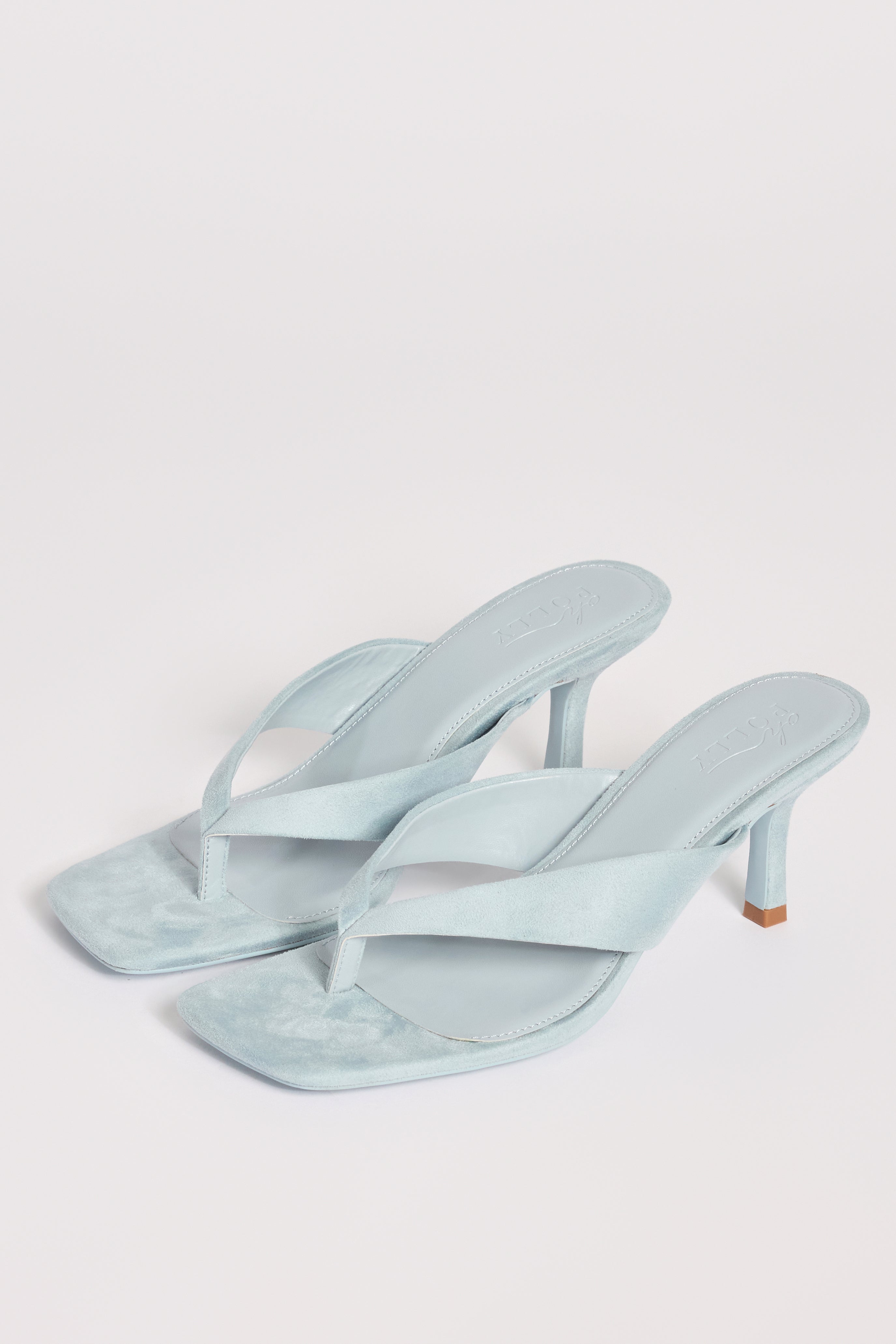 Heeled Thong Sandals  in Arctic Blue