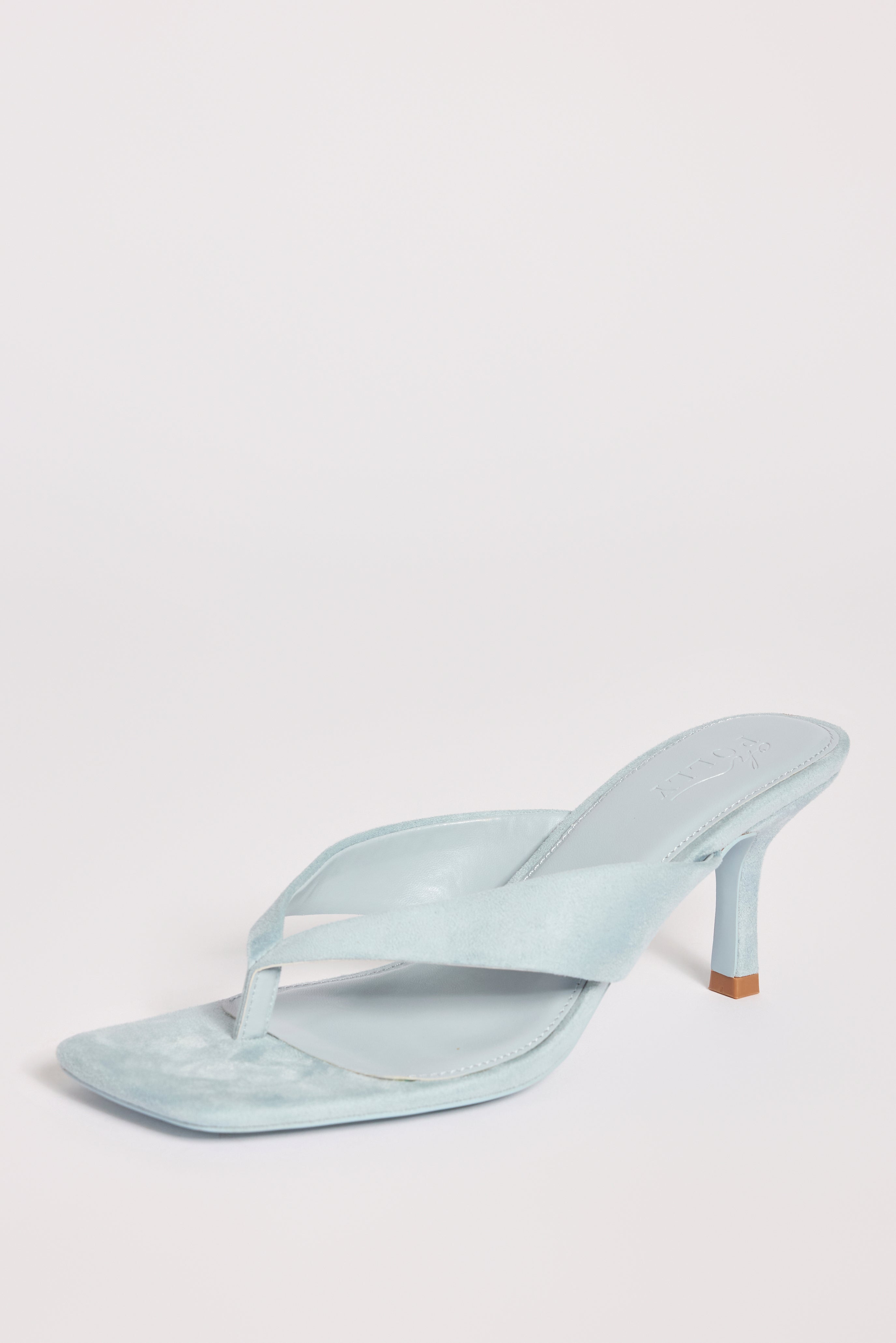 Heeled Thong Sandals  in Arctic Blue