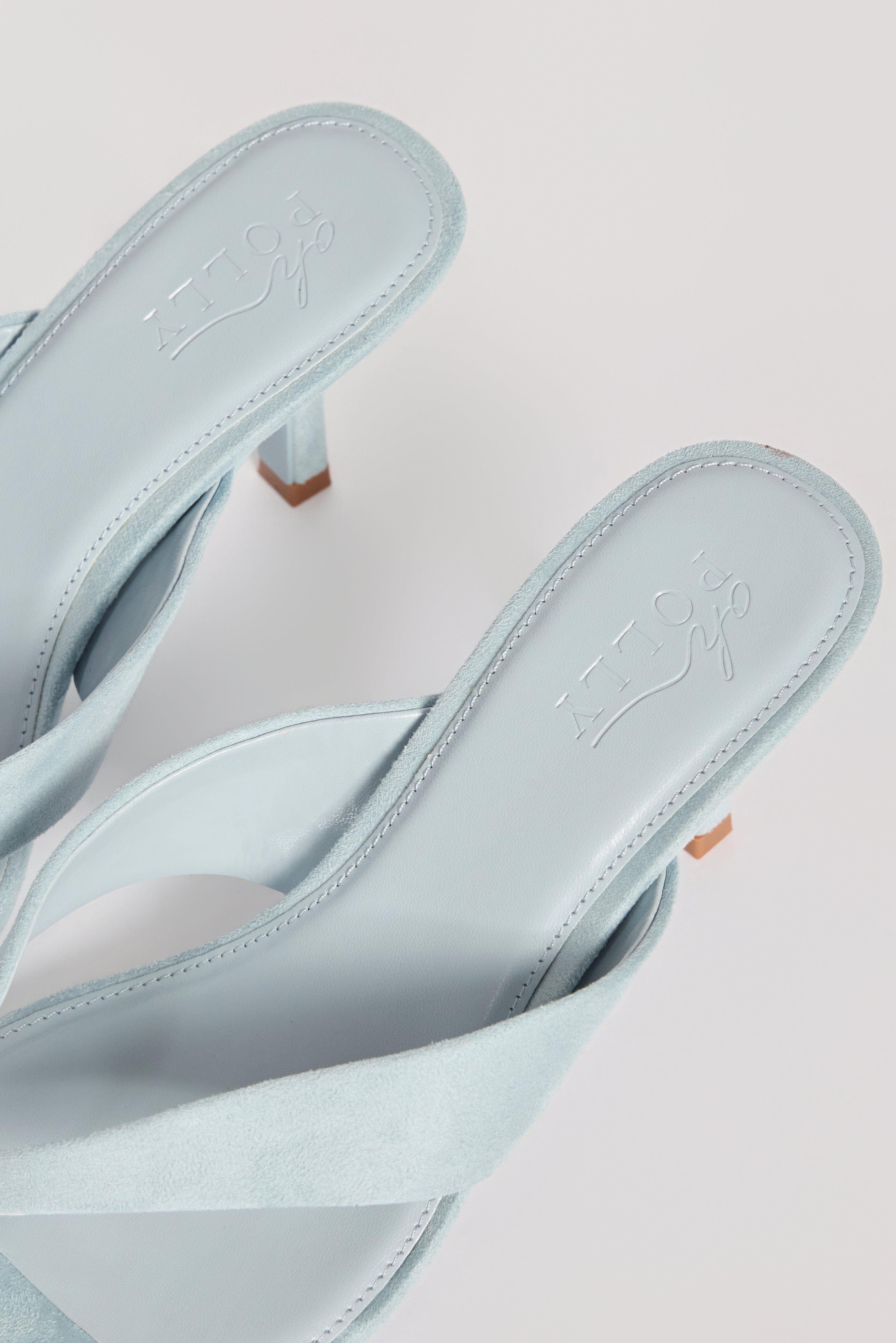 Heeled Thong Sandals  in Arctic Blue