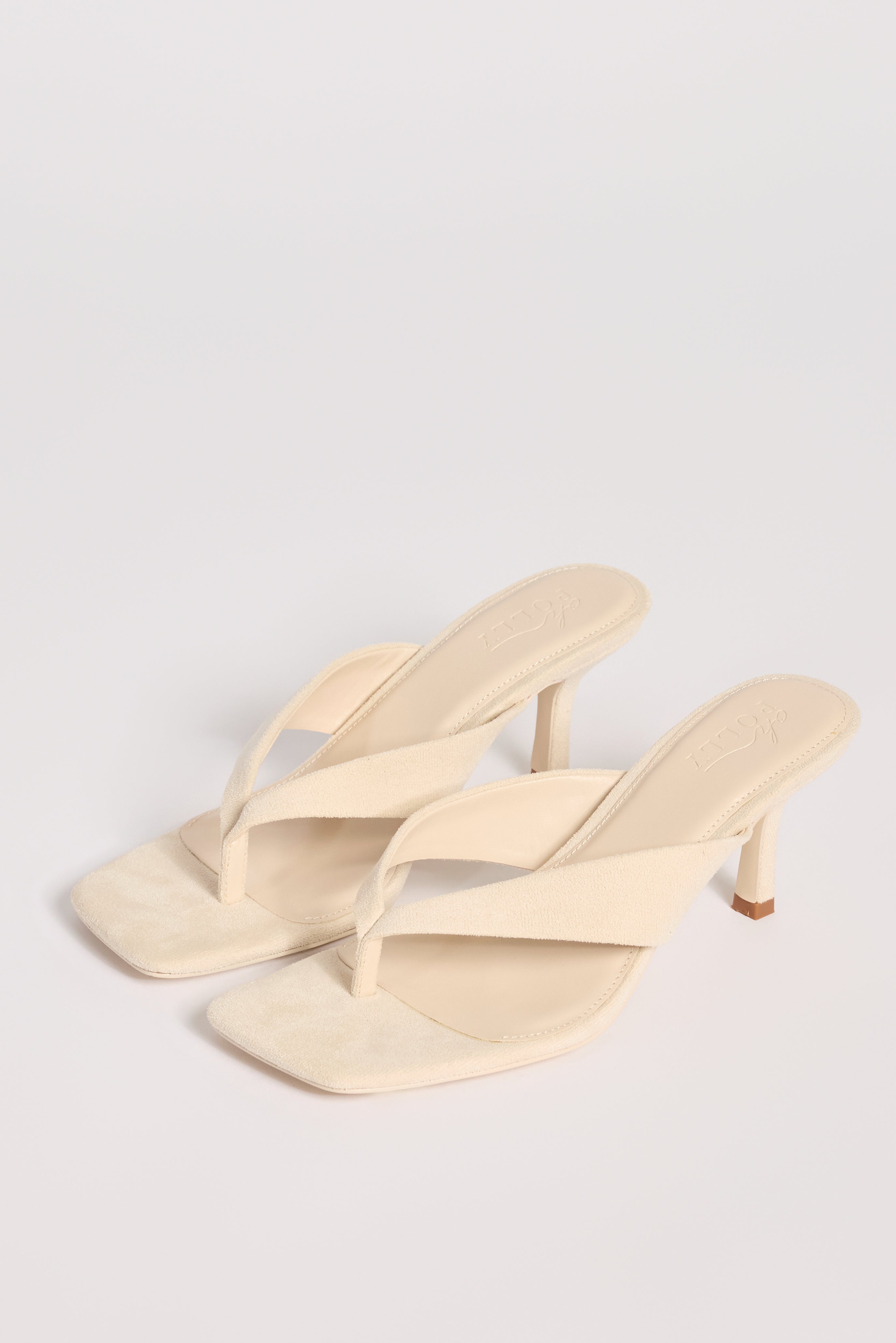 Heeled Thong Sandals  in Oat