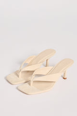 Heeled Thong Sandals  in Oat