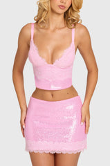 Sequin Lace Bralette Top  in Blossom