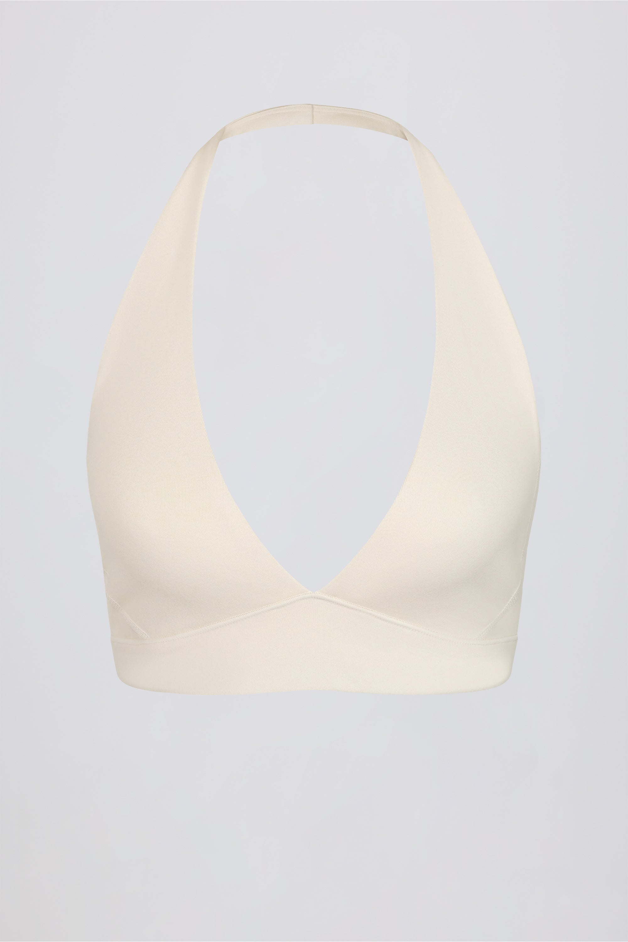 Brushed Jersey V-Neck Sports Bra in Vanilla