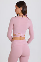 Soft Jersey Wrap Crop Top in Mauve